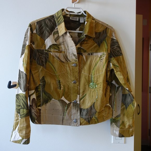 Chico's Design embellished beaded floral jacket 0 2 XS - Picture 6 of 15